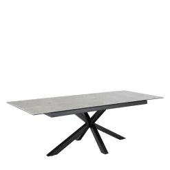 EURAME Table à manger extensible 6 à 12 personnes en céramique et métal 200-240x100cm