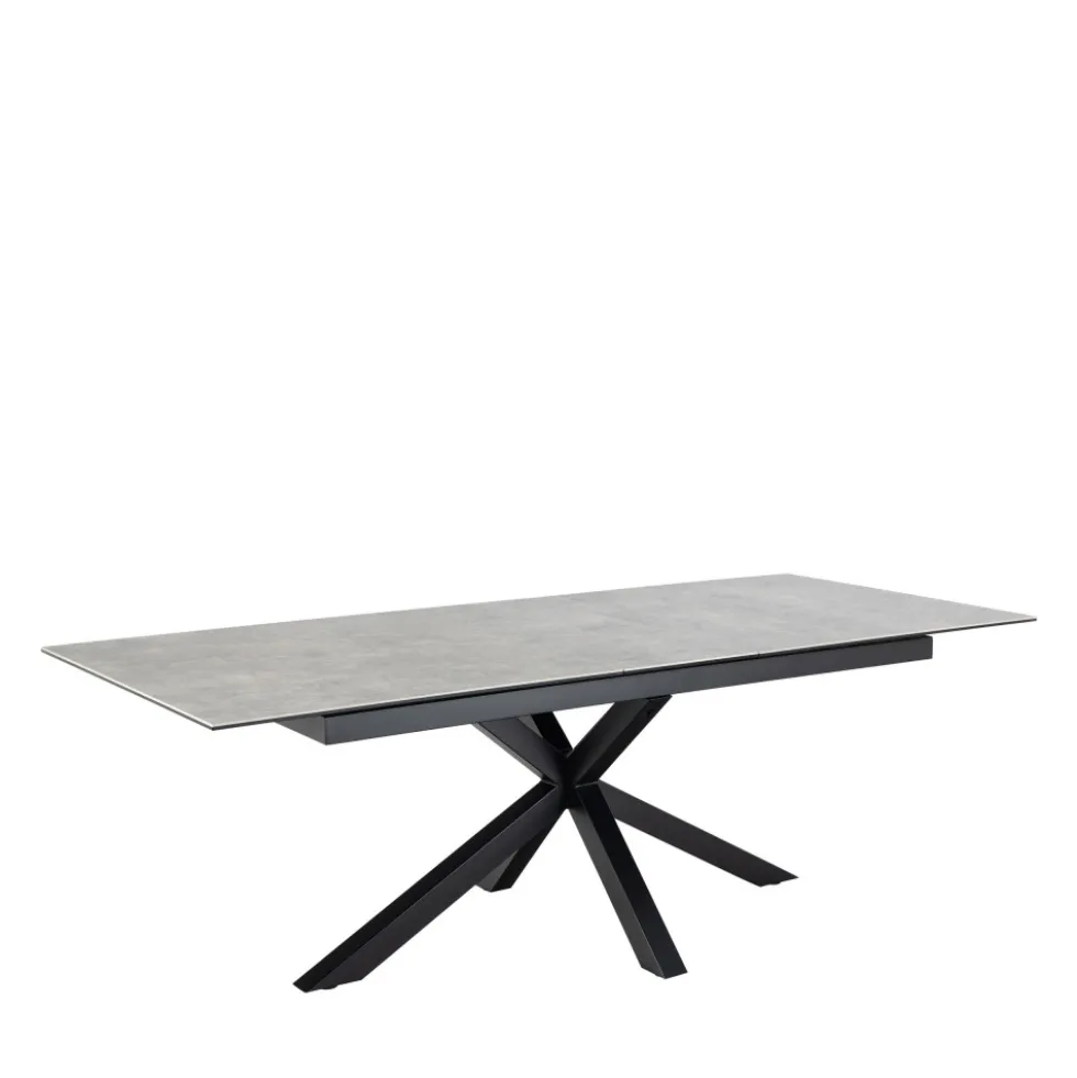 EURAME Table à manger extensible 6 à 12 personnes en céramique et métal 200-240x100cm