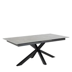 EURAME Table à manger extensible 6 à 12 personnes en céramique et métal 200-240x100cm