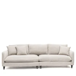 FARRAH Canapé d'angle gauche convertible 5 places en tissu pieds tournés