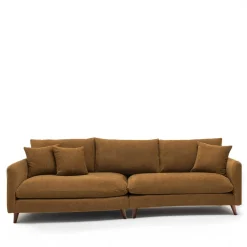 FARRAH Canapé d'angle gauche convertible 5 places en tissu