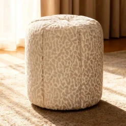 FLOWER Pouf en tissu imprimé animal ø38cm