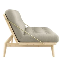 FOLK Canapé convertible en bois naturel et tissu