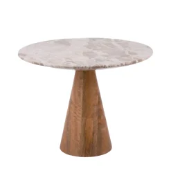 FORCE Table d’appoint en bois et marbre ø40cm