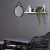 FORNO Etagère murale en bois et cuir 80x20 cm