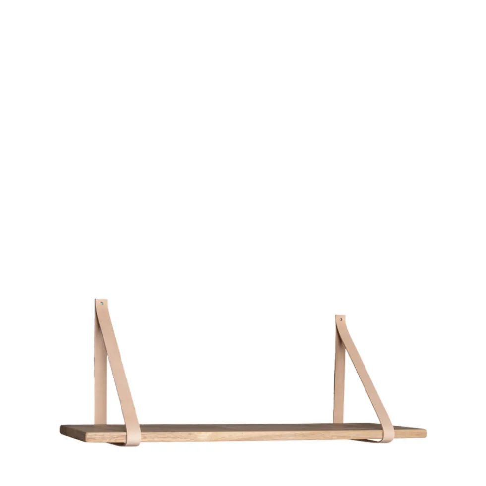 FORNO Etagère murale en bois et cuir 80x20 cm