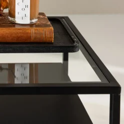 FORTALEZA Table de chevet 1 tiroir en verre et métal