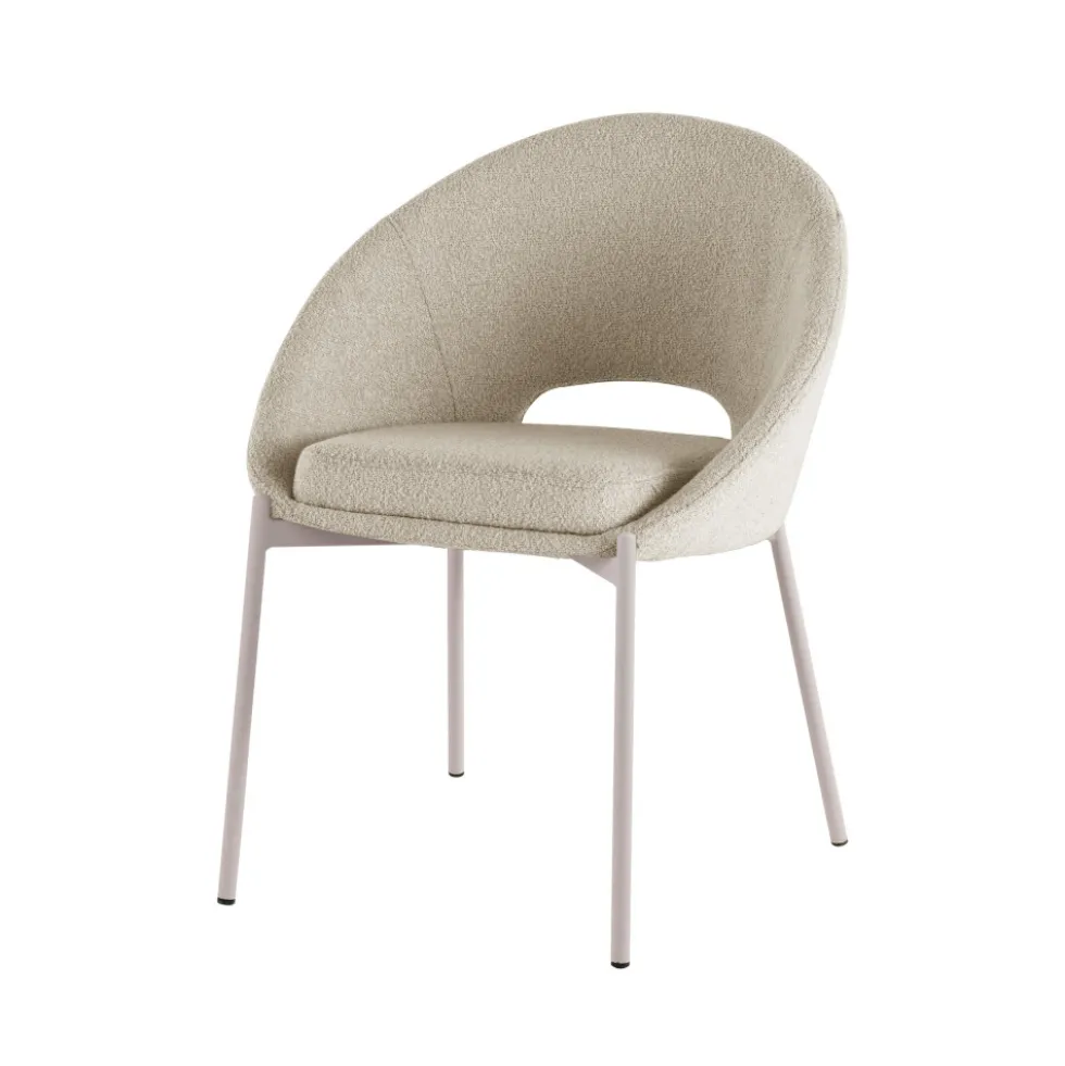 FRIDA Lot de 2 chaises en tissu bouclette et métal