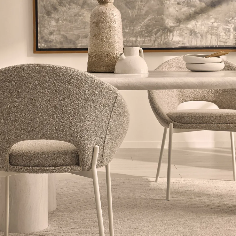 FRIDA Lot de 2 chaises en tissu bouclette et métal