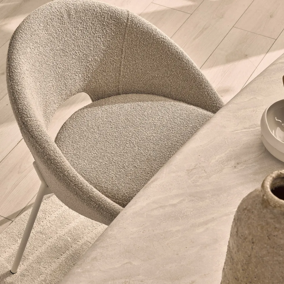 FRIDA Lot de 2 chaises en tissu bouclette et métal