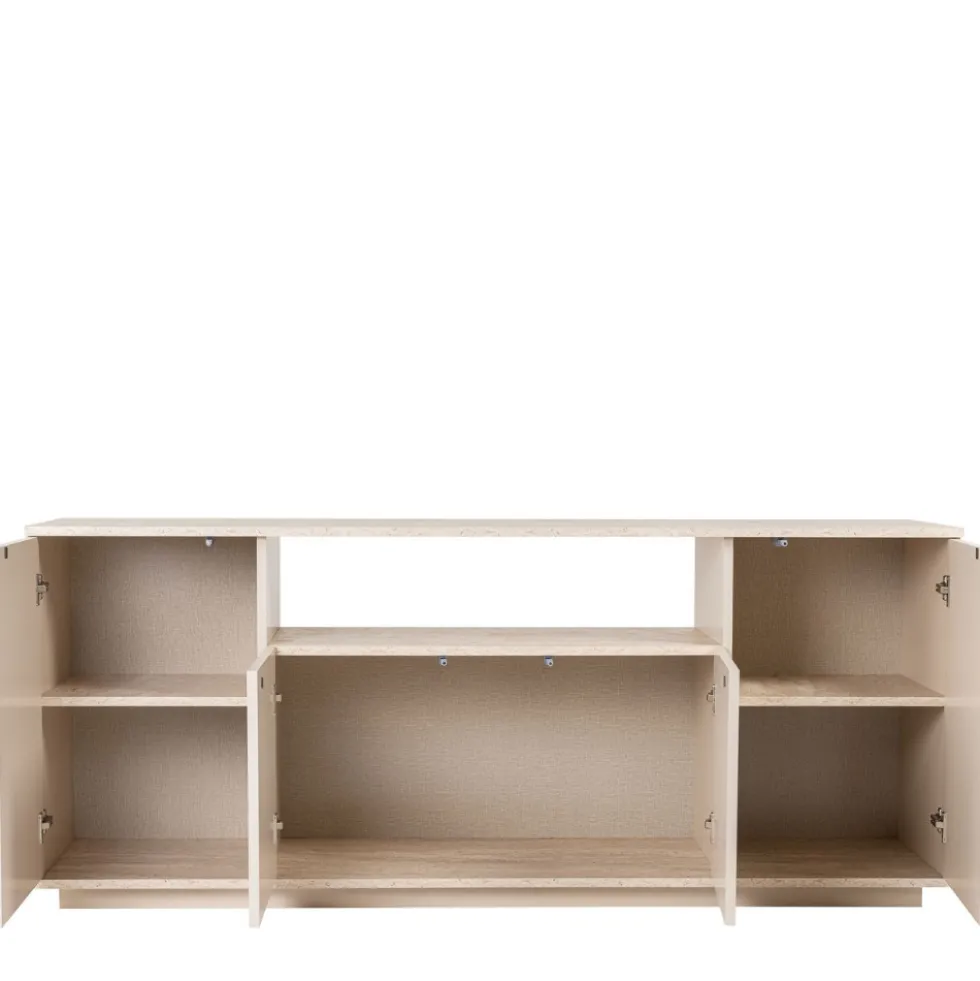 FRITZ Buffet 4 portes effet travertin L180cm