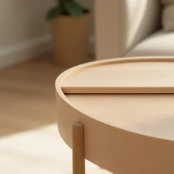 GISELE Table basse ronde avec rangement en bois ø80cm