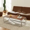GLISS II Table basse en bois pieds chrome
