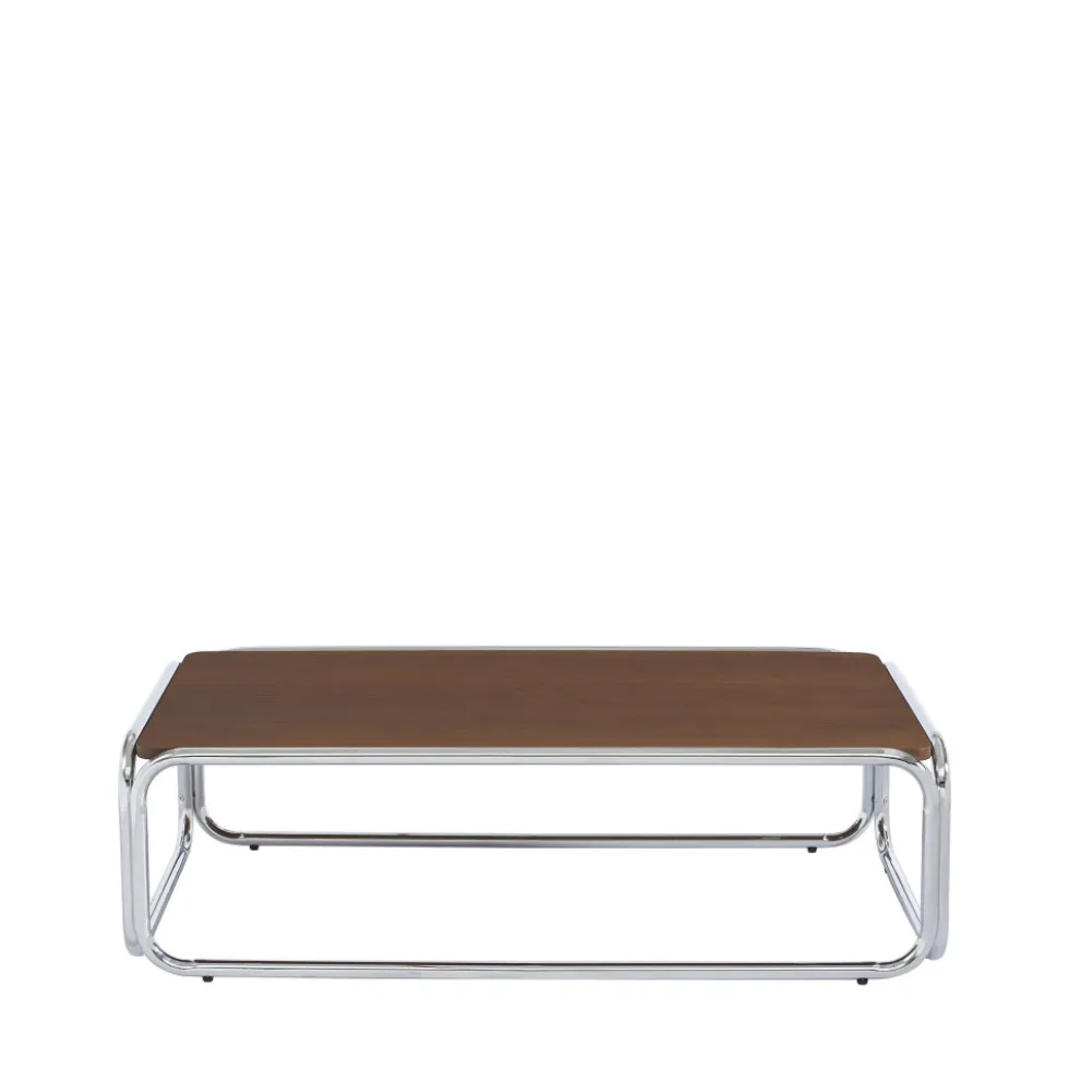 GLISS II Table basse en bois pieds chrome