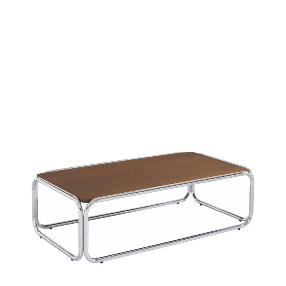 GLISS II Table basse en bois pieds chrome
