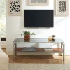 GLISS Meuble TV en verre pieds chrome L120cm