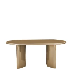 GLOSSI Table à manger 6 personnes ovale en bois laqué