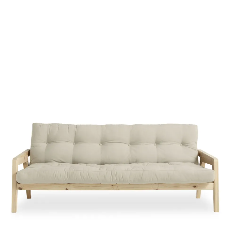 GRAB Canapé convertible en bois naturel et tissu