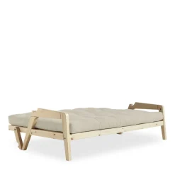 GRAB Canapé convertible en bois naturel et tissu