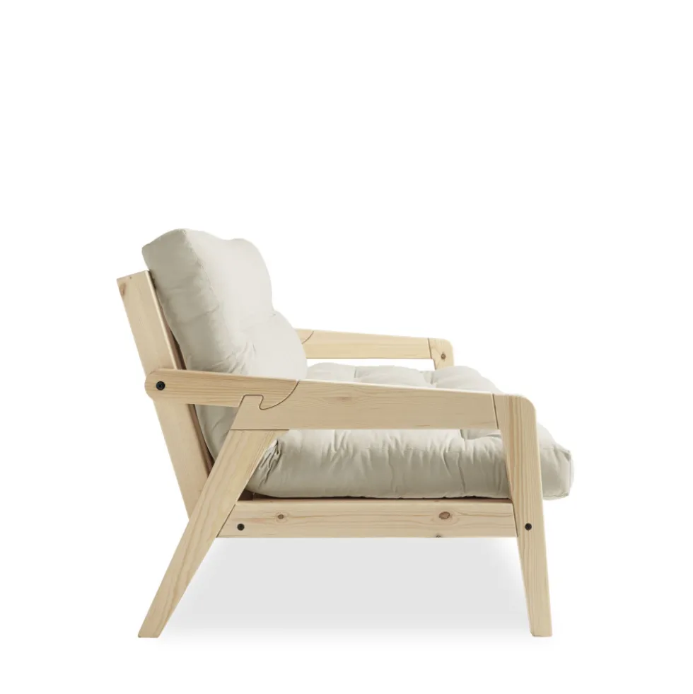 GRAB Canapé convertible en bois naturel et tissu