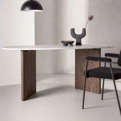 GRONVIK Table à manger 8 personnes organique effet marbre
