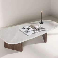 GRONVIK Table basse organique effet marbre 130x65cm