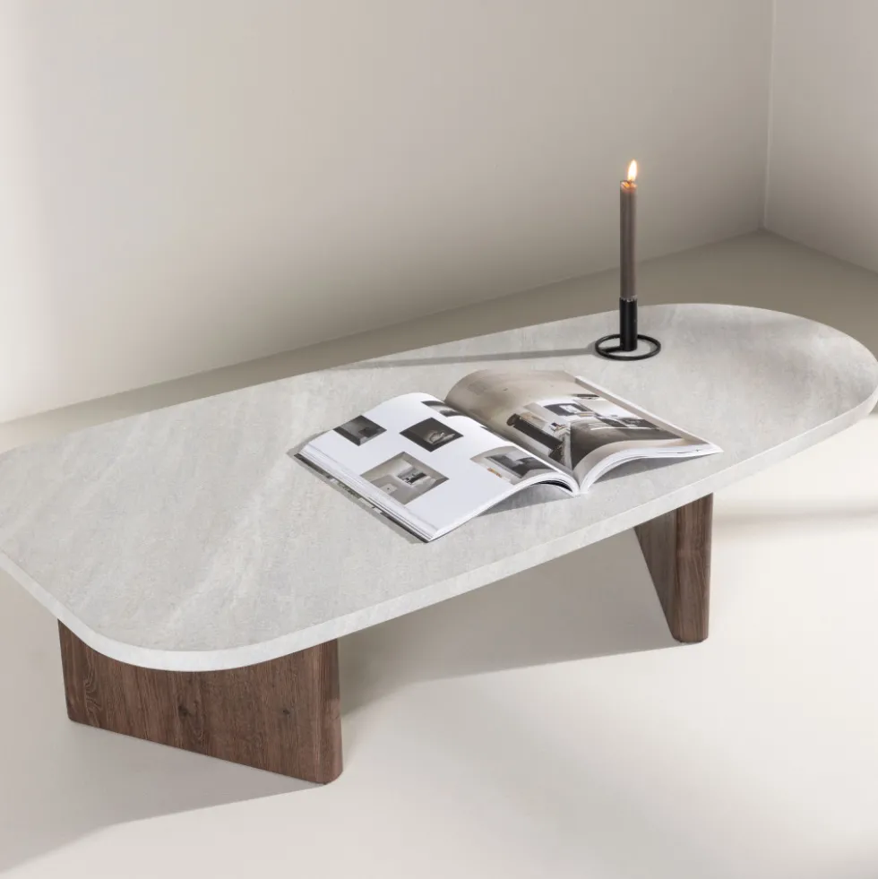GRONVIK Table basse organique effet marbre 130x65cm