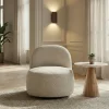 GROOVY Fauteuil pivotant en tissu chenille côtelé