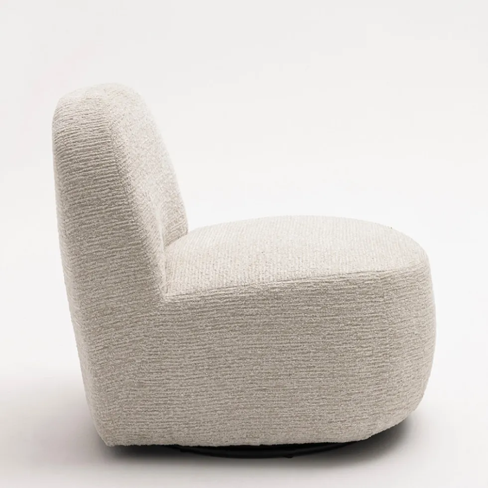 GROOVY Fauteuil pivotant en tissu chenille côtelé