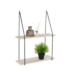 HAAG Etagère murale en métal et bois 55x21xH72 cm