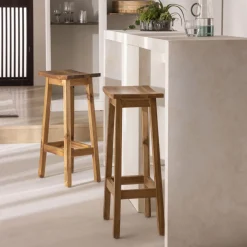 HANOTILO Tabouret de bar en acacia H66cm