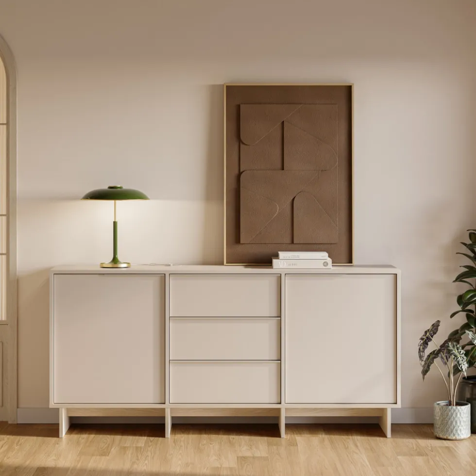 HARRIET Buffet 2 portes 3 tiroirs en bois et métal L176cm