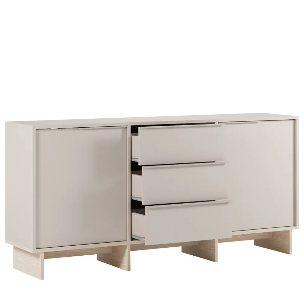 HARRIET Buffet 2 portes 3 tiroirs en bois et métal L176cm