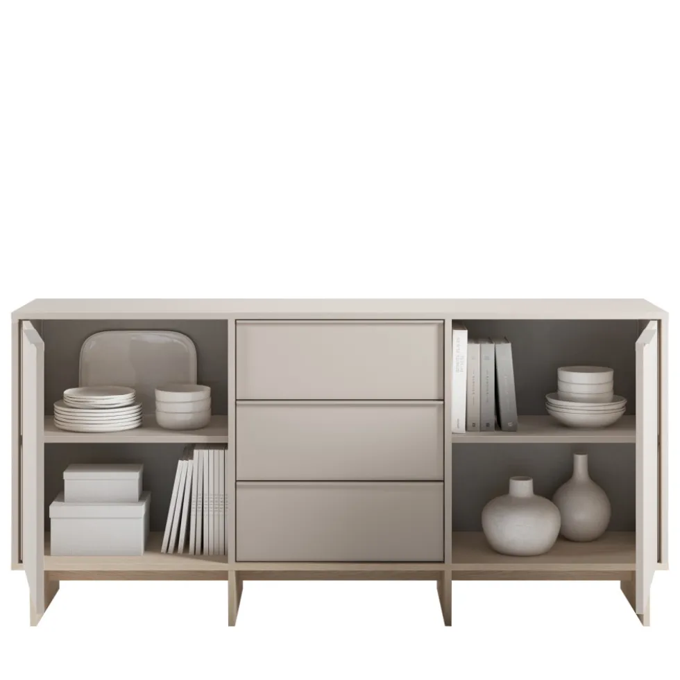 HARRIET Buffet 2 portes 3 tiroirs en bois et métal L176cm