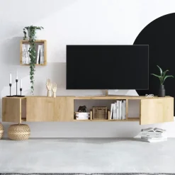 HEAVY Meuble TV suspendu 3 portes en bois L180cm