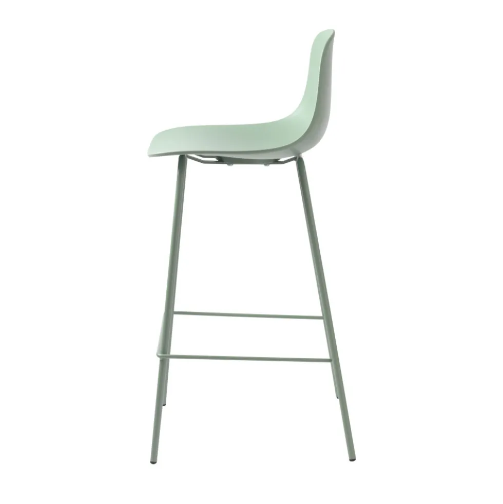 HEL Lot de 2 chaises de bar en plastique et métal H67,5cm