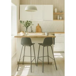 HEL Lot de 2 chaises de bar en plastique et métal H67,5cm