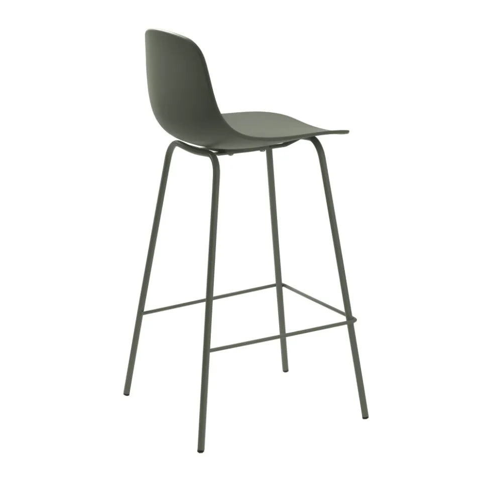 HEL Lot de 2 chaises de bar en plastique et métal H67,5cm