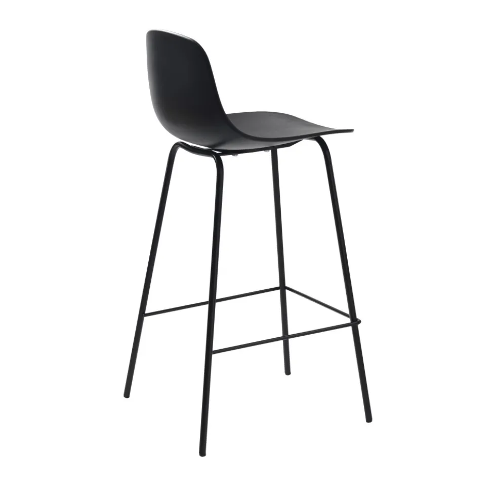 HEL Lot de 2 chaises de bar en plastique et métal H67,5cm