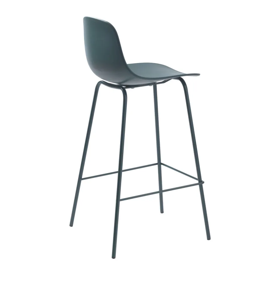 HEL Lot de 2 chaises de bar en plastique et métal H67,5cm