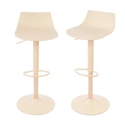 HERIBO Lot de 2 chaises de bar réglables en plastique et métal H58-79cm