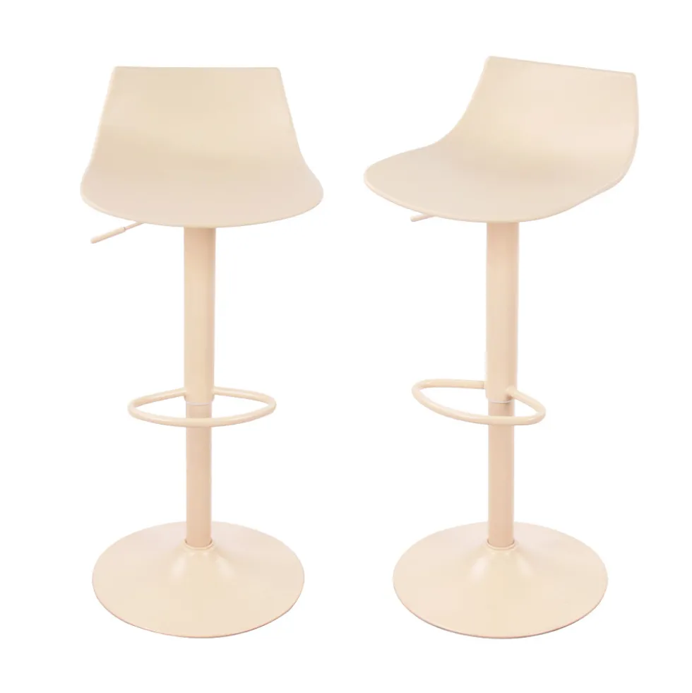 HERIBO Lot de 2 chaises de bar réglables en plastique et métal H58-79cm