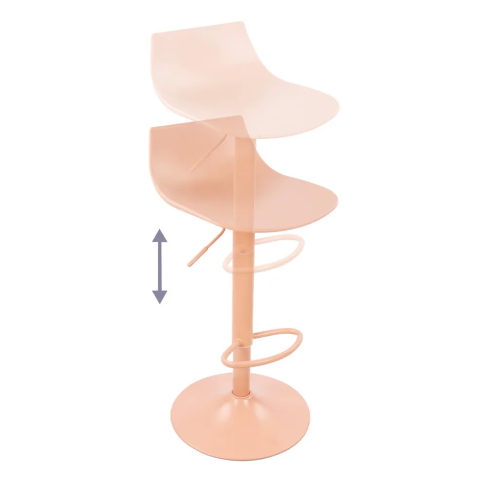 HERIBO Lot de 2 chaises de bar réglables en plastique et métal H58-79cm