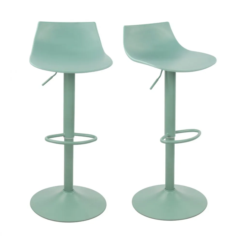 HERIBO Lot de 2 chaises de bar réglables en plastique et métal H58-79cm
