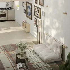 HOOKED Fauteuil convertible en lin et bois avec accroches murales