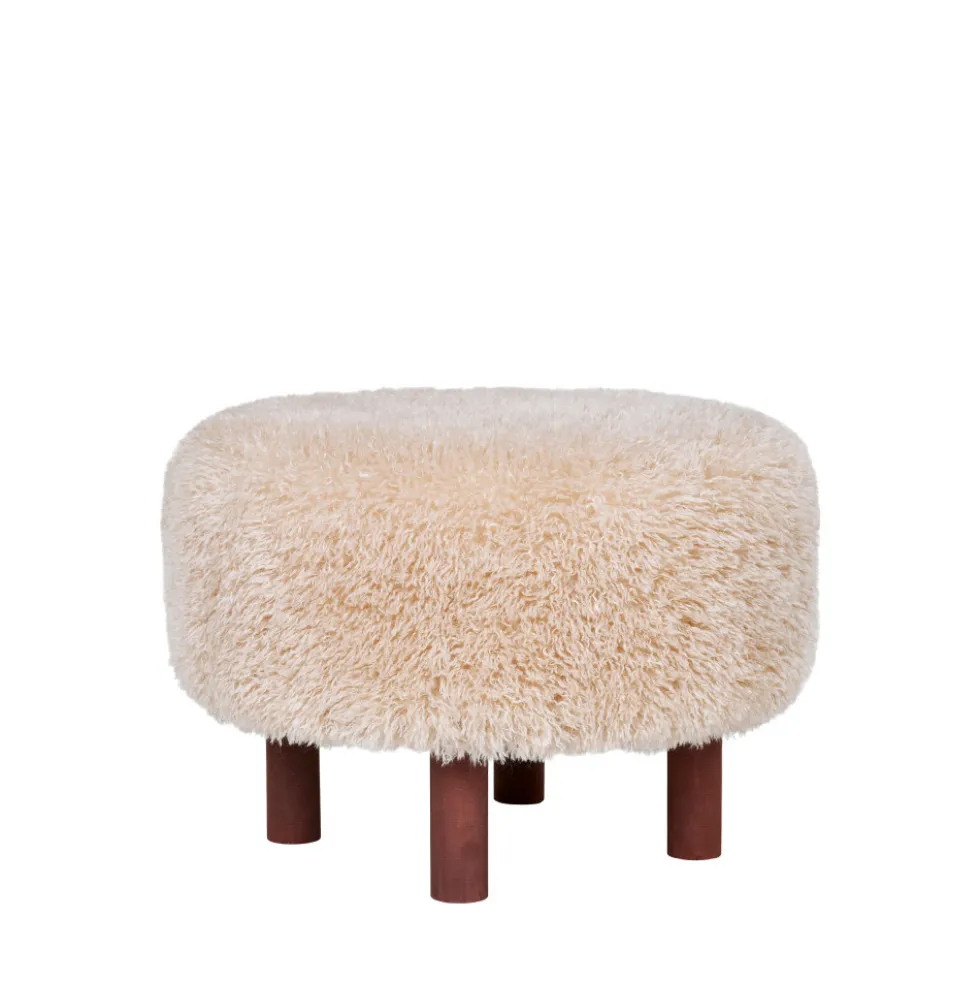 INVERNESS Pouf rond imitation fourrure ø50cm