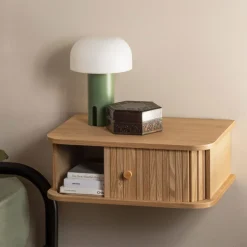 JENA Table de chevet suspendue 1 porte coulissante en bois