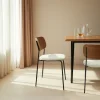 JENS Lot de 2 chaises en bois, tissu bouclette et métal