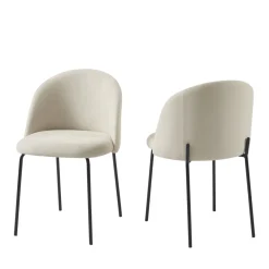 JILL Lot de 2 chaises en tissu et métal