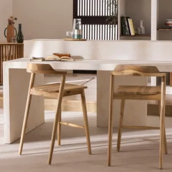 JOKO Lot de 2 chaises de bar en teck H65cm
